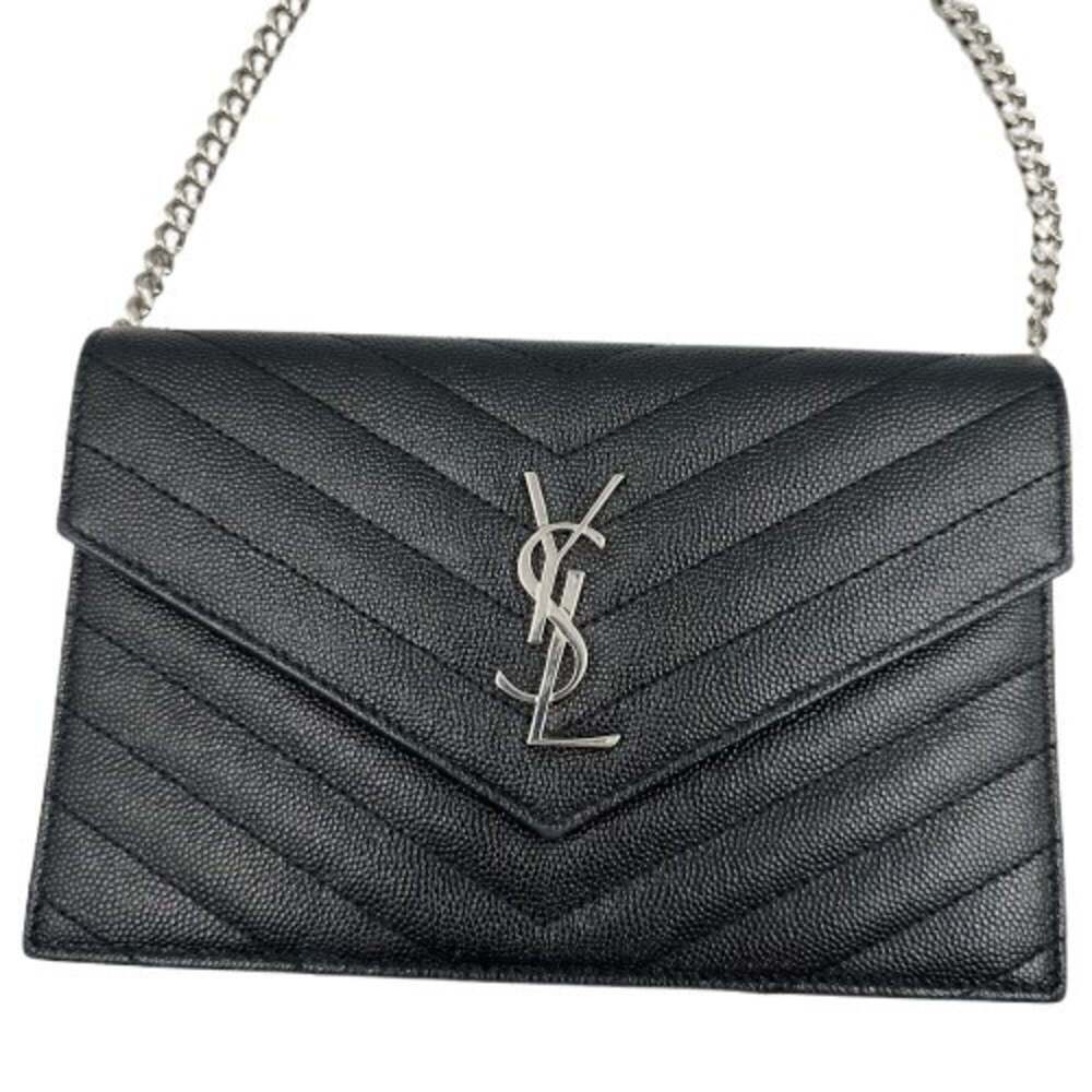 YSL YVES SAINT LAURENT Cassandra caviar skin black shoulder bag - Picture 2 of 7